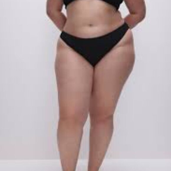 Good American Black Ribbed Classic Fit Cheeky Plus Size Swim 4X Bottoms NWT - Picture 1 of 7